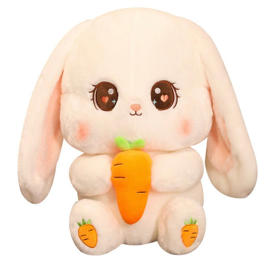 Carrot Bunny Plushie Long Ears Shinny Eyes for Stress-Relief