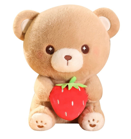 Soft and Squishy Strawberry Bear Plushie for Stress-Relief